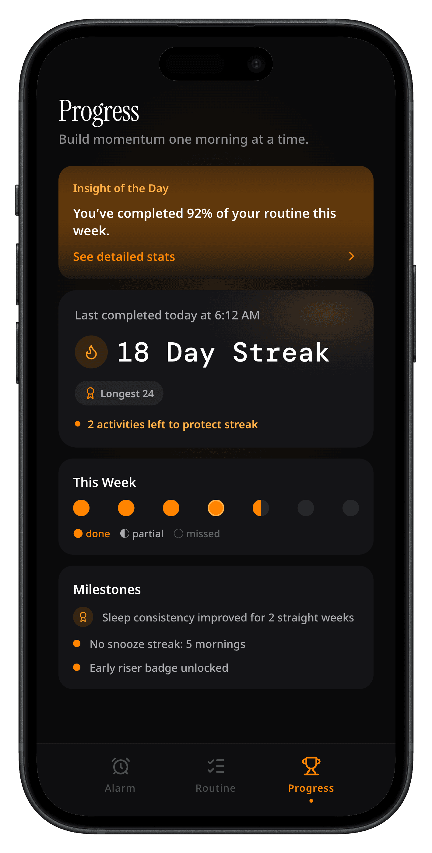 Progress tracking screen